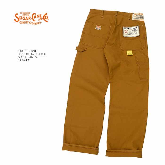 THE SUGAR CANE COMPANY ワークパンツ 34×32 SUGAR CANE シュガーケーン SC42497 13oz. ブラウン ダック ワーク