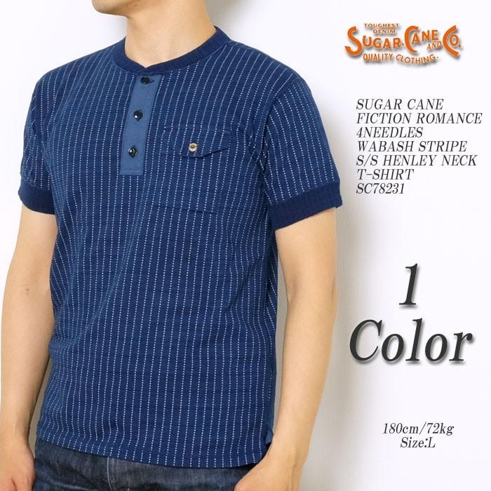 未使用 SUGAR CANE インディゴ ヘンリーネックTシャツ 17 XL SUGAR CANE SUGARCANE（シュガーケーン） FICTION ROMANCE 4ニードルズ