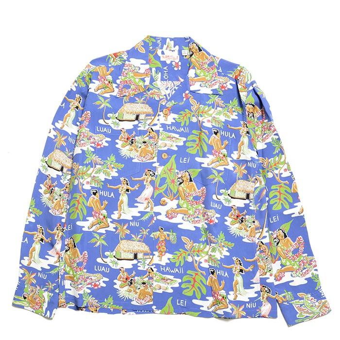 SUN SURF SURF（サンサーフ） 長袖レーヨン ハワイアンシャツ “LUAU