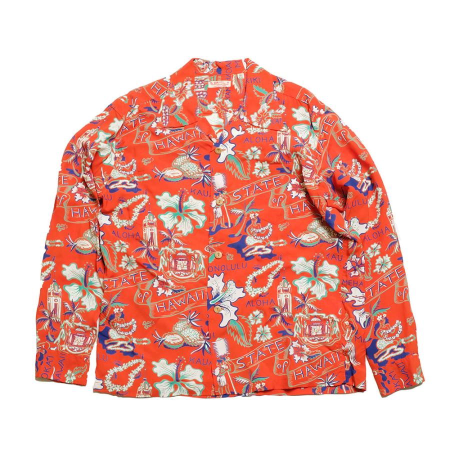 SUN SURF SURF（サンサーフ）長袖レーヨン ハワイアンシャツ - STATE