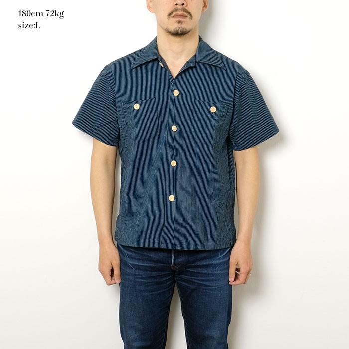 美品 23SS SUNSEA サンシー 半袖 テニス ポロ シャツ 318P▲ SUN SURF(サンサーフ) コットンシアサッカーオープンシャツ TRIP TO