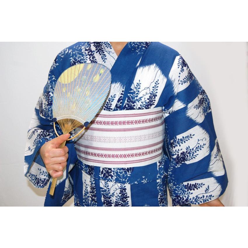 藤柄の藍染めの浴衣　yukata kimono 藤柄の藍染めの浴衣yukata kimono