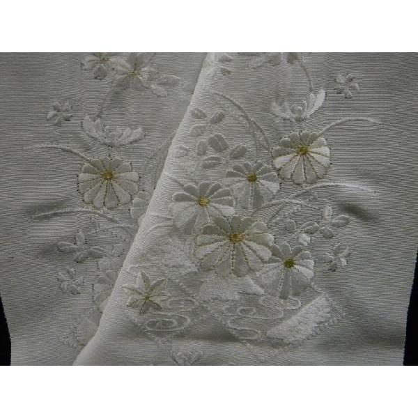刺繍半襟 花柄ししゅう半衿 白地菊花金 礼装着物用 日本製 絹交織|hinoyajp2000|02