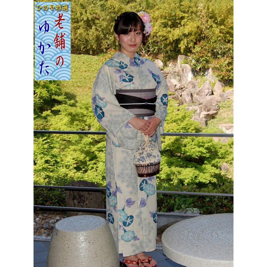 綿麻浴衣 仕立て上り浴衣 朝顔に桜 プレタ浴衣 古典柄の浴衣 S/M 綿麻浴衣 仕立て上り浴衣 朝顔に桜 プレタ浴衣 古典柄の浴衣 S/M