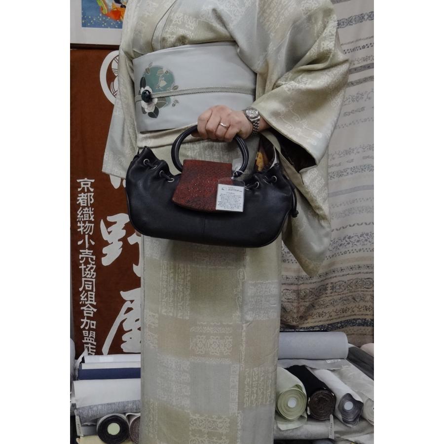 印伝バッグ SAIKO-an 赤鮫小紋 和装トート 着物バッグ 和洋兼用 鹿革 