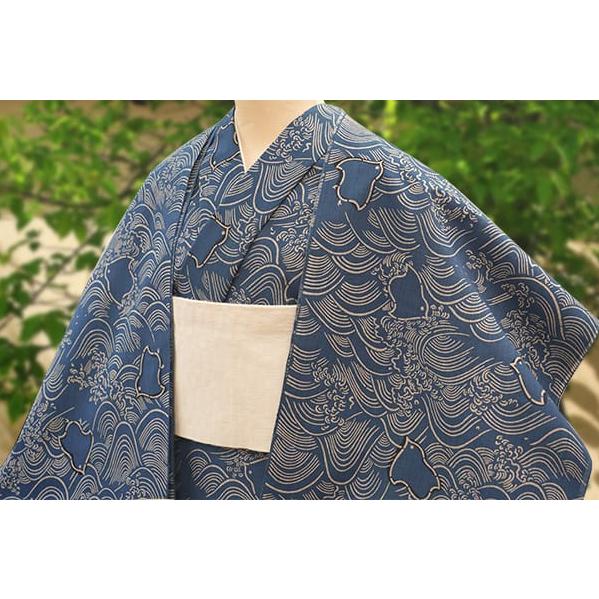 竺仙 竺仙(ちくせん)奥州小紋 波に千鳥30-5510 綿つむぎ 最 竺仙 竺仙(ちくせん)奥州小紋 波に千鳥30-5510 綿つむぎ 最