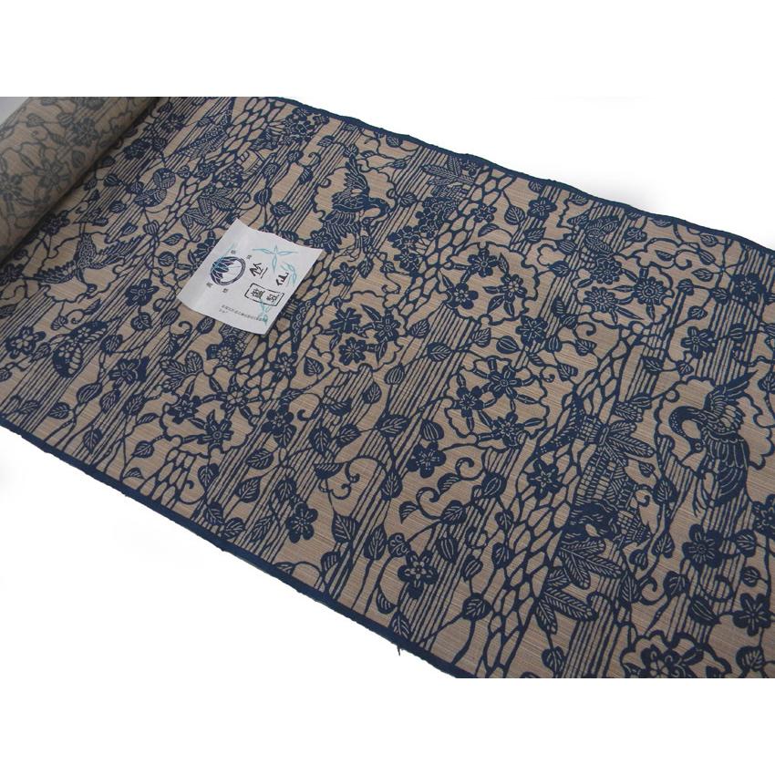 竺仙 ちくせん 奥州小紋 雪輪に鶴5501 綿つむぎ高級浴衣反物