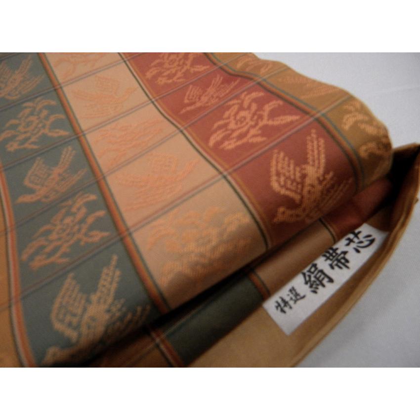 袋帯 正絹西陣織 全通 花鳥格子文 仕立て上り 色無地 小紋 新品