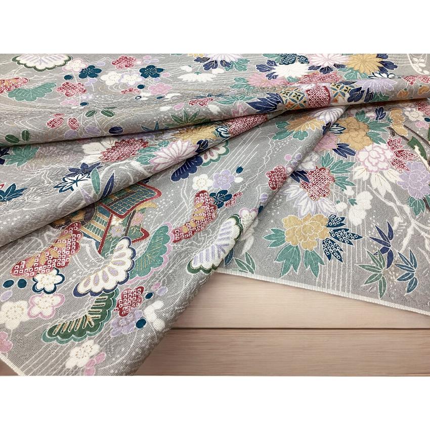 着物のはぎれ 正絹 御所車 京友禅小紋 反物切り売り 6-11 | 