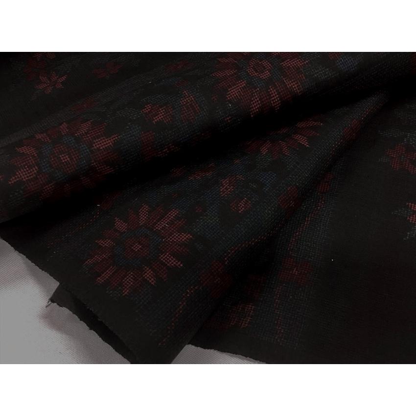 本場大島紬 着尺 反物 未仕立品 地球ラベル 一元式 7マルキ 幾何学文様 黒泥 31日23:59迄！” 【大蔵ざらえ最終セール】 【本場大島紬】 7マルキ式