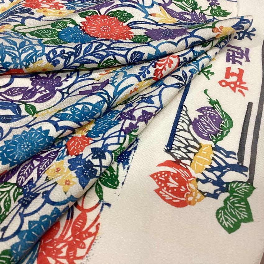 正絹 小紋反物 本流 紅型染紋 浜ちりめん アウトレット 子供の