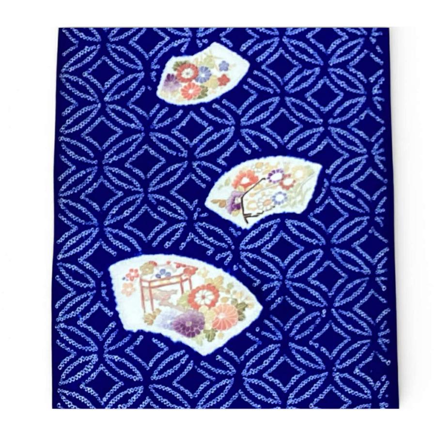 正絹 小紋反物 京小紋 総搾り 京友禅 花鳥小紋 子供の着物 七五三 十三参り 八掛サービス 手描き 扇面七宝文_4