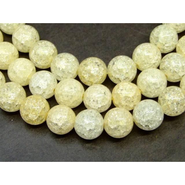 ≪g3-1603D≫10mm 黄色クラック水晶 爆裂 クラッククォーツ 1連36cm