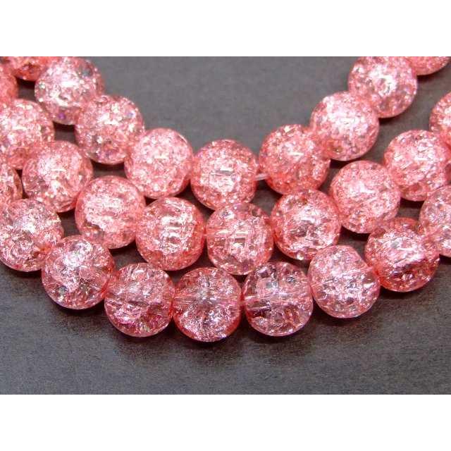 人工石 g3-1621D 8mm レッド クラック水晶 赤爆裂水晶 クラック