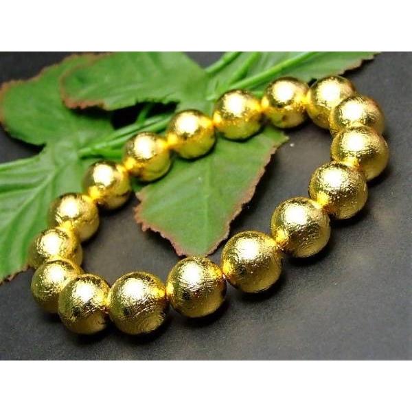 ≪23625A≫ 鑑別書付き 12mm 5A ギベオン 鉄隕石 ゴールド ブレスレット 内径調節可 送料無料 鑑別済・本物保証 ナミビア産 天然石