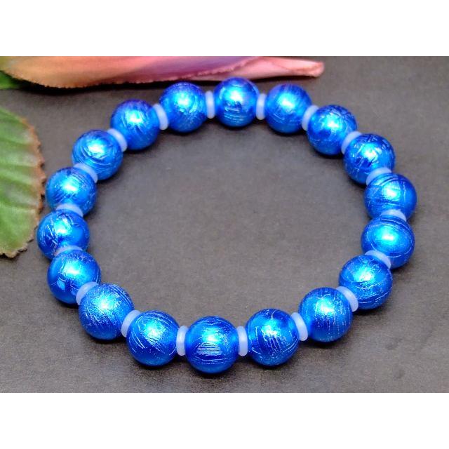 天然石 パワーストーン 23627C 10mm 5A ブルー ギベオン 青色 鉄隕石