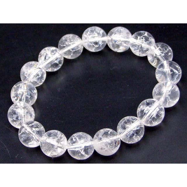 ≪b3-31471D≫12mm クラック水晶 ブレスレット 内径17cm ブラジル産