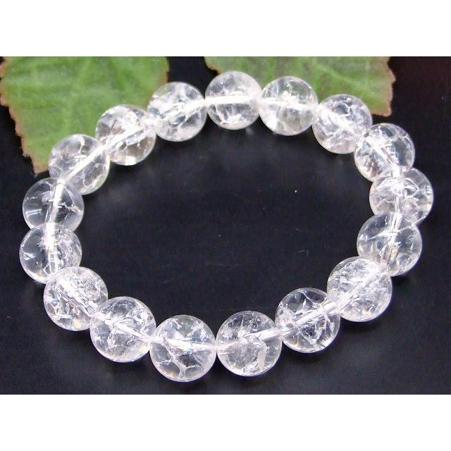 ≪b3-31471D≫12mm クラック水晶 ブレスレット 内径17cm ブラジル産