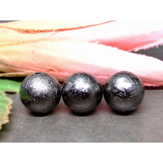 天然石 パワーストーン 30859E 黒 ブラック ギベオン 鉄隕石 12mm 5A 1