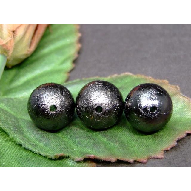 天然石 パワーストーン 30859E 黒 ブラック ギベオン 鉄隕石 12mm 5A 1