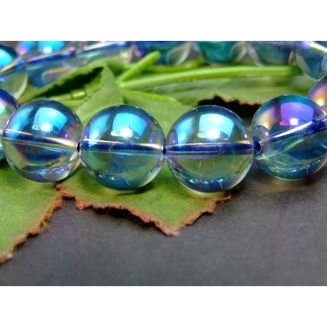 ≪31543D≫ 14mm○ブルー アクアオーラ○A○水晶○ブレスレット