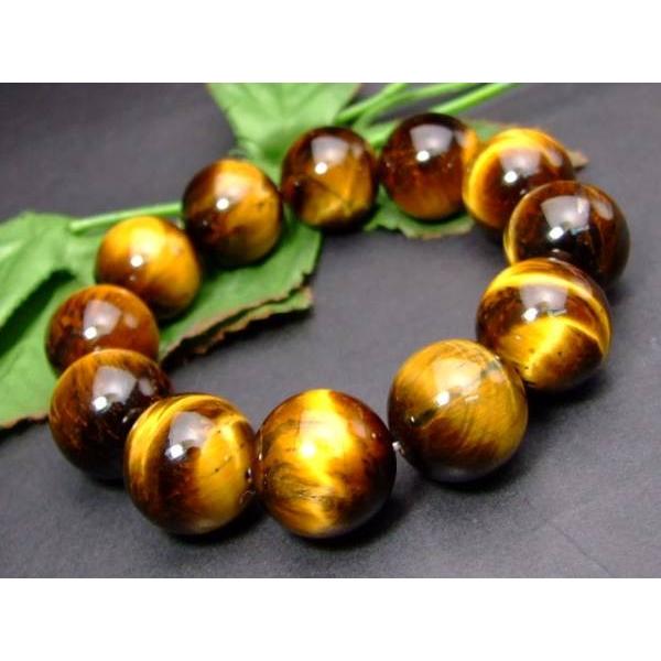 ≪32364D≫○18mm○A 黄虎目石 タイガーアイ○ブレスレット○内径17cm