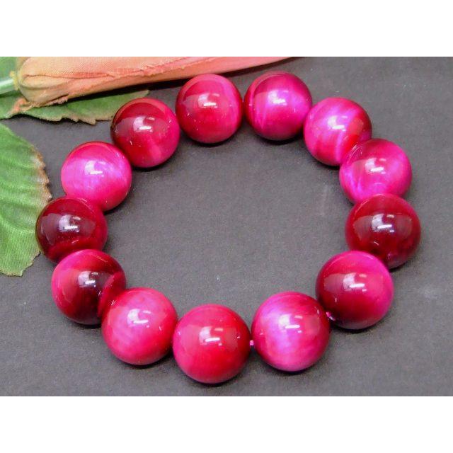32454F 16mm A マゼンタ ピンク タイガーアイ ブレスレット 内径17cm