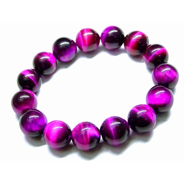 ≪32456E≫○パープル タイガーアイ○14mm○5A○ブレスレット 内径17cm 