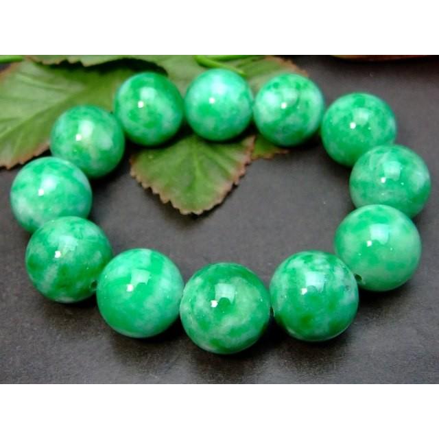 天然石 パワーストーン 33407H 18mm A 白緑 翡翠 ヒスイ ブレスレット