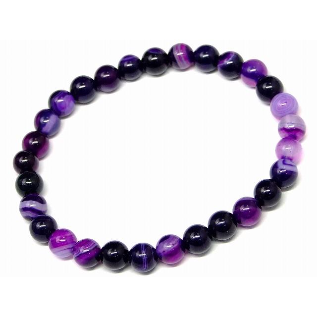 天然石 パワーストーン 34243E 紫縞瑪瑙 アゲート メノウ 6mm