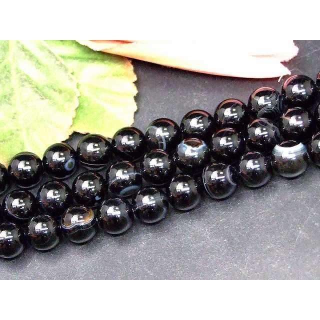 ≪g3-460F≫縞オニキス○10mm○A○1連39cm 通し針、解説書、1mゴム