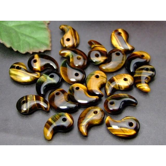 ≪49532W≫ 1個売り 12×18mm A 勾玉 タイガーアイ 青黄虎目石