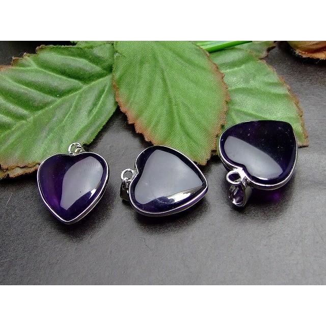 天然石 パワーストーン 52276 20×20mm A ハート アメジスト ペンダント