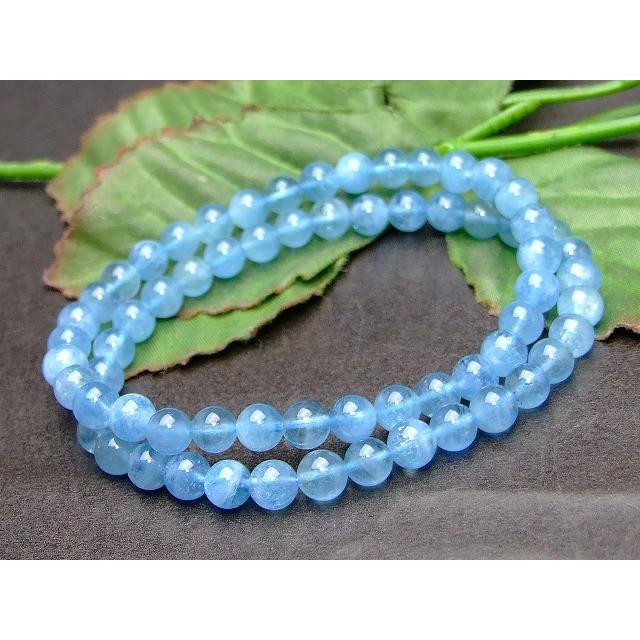 天然石 パワーストーン 52333 6mm AAA アクアマリン ブレスレット 内径