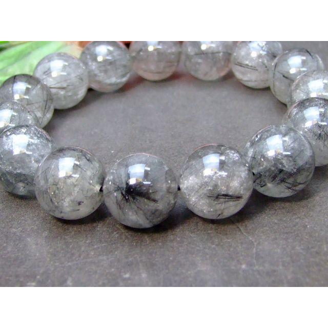 高品質 ブラックルチルクォーツ ブレスレット 約11.5mm  ① 高品質ブラックルチルクォーツ(ブラックトルマリンインクォーツ