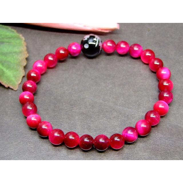 天然石 57163 わけあり マゼンタピンクタイガーアイ オニキス 龍 銀  