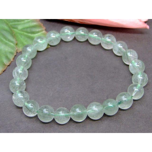 天然石 パワーストーン 60126 グリーンルチルクォーツ 9mm AA+