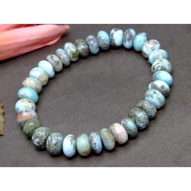 ドミニカ産ハートラリマー♡モリオン ブレスレット 16cm トップ