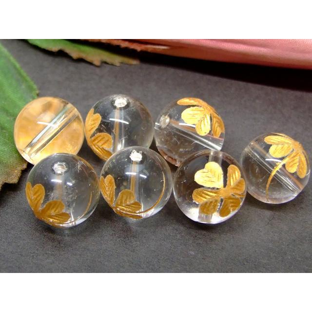 天然石 パワーストーン 63390 水晶 12mm 1粒売り 四葉のクローバー 手