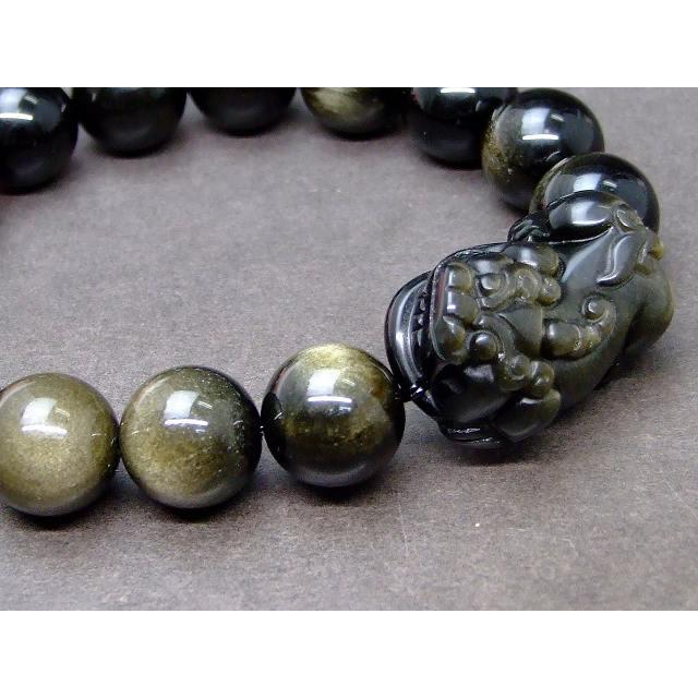 天然石 パワーストーン 63482 ゴールドオブシディアン 貔貅 ヒキュウ