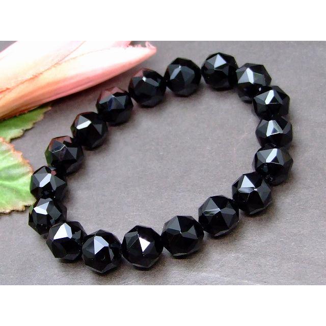 天然石 パワーストーン 63501 鑑別書付き モリオン 黒水晶 12mm