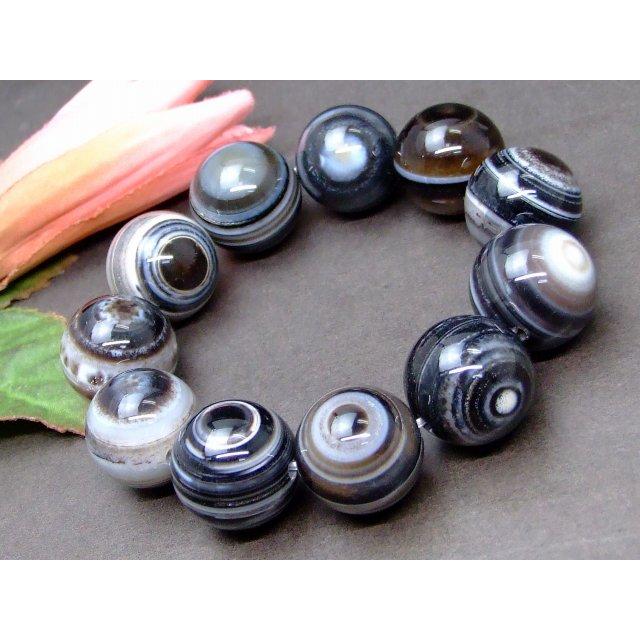 天然石 パワーストーン 63896 双眼 黒天眼石 20mm 特級 ブレスレット