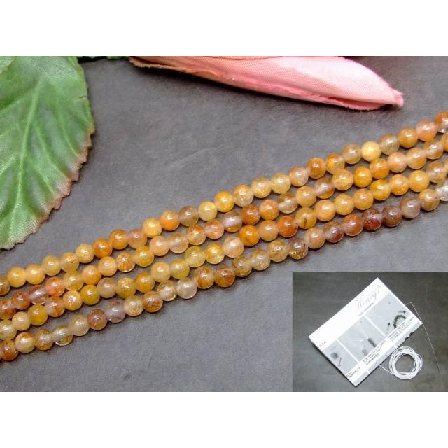 天然石 パワーストーン 64264 タイチンルチルクォーツ 針水晶 4mm 1連