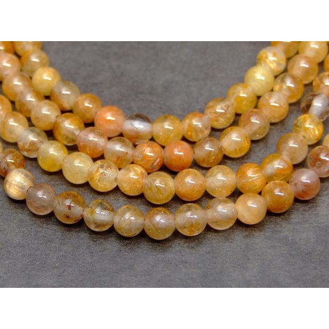 天然石 パワーストーン 64264 タイチンルチルクォーツ 針水晶 4mm 1連