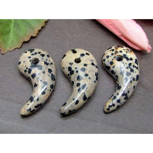 天然石 パワーストーン 64652 勾玉 ダルメシアンジャスパー 31mm×17mm