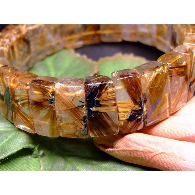 天然石 パワーストーン 65499 太陽ルチルクォーツ 針水晶 18mm×8mm 4A