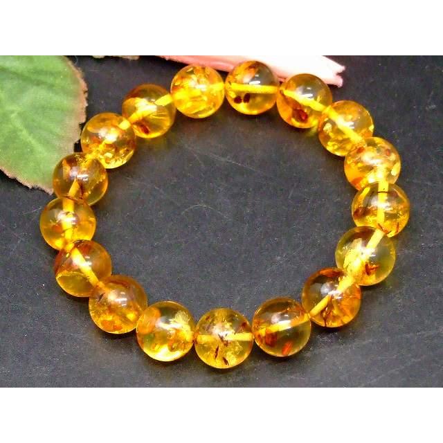 天然石 パワーストーン 65556 花アンバー 琥珀 12mm 5A ブレスレット