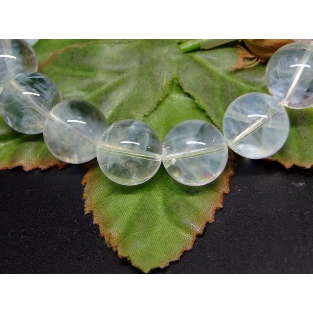 天然石 パワーストーン　　65731　　エンジェルラダークォーツ エンジェルフェザークォーツ 13mm〜14mm 3A ブレスレット 内径18cm フローグロース ポーチ付き_2