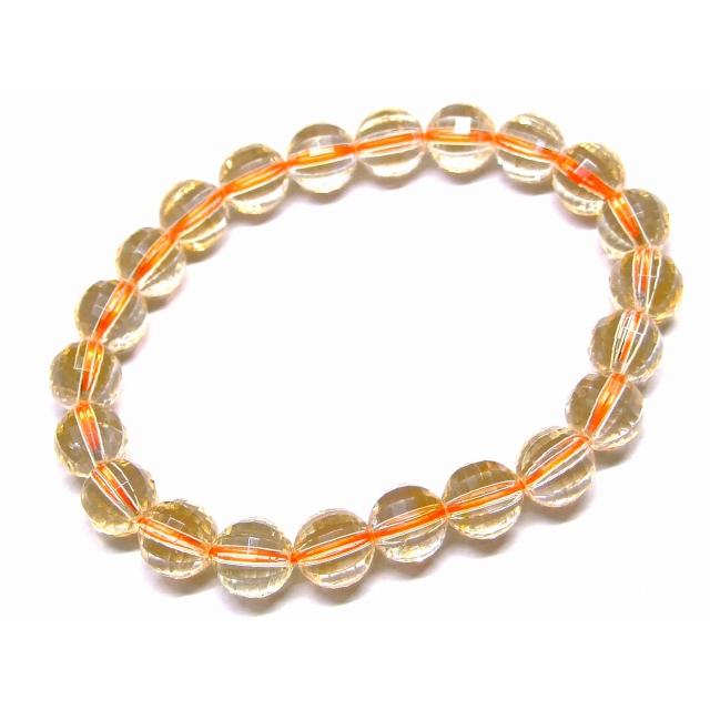 まるちゃん様❤️スクリューカット水晶 カットシトリン ブレスレット シトリン タンブルカットブレスレット 9×5mm ブラジル産 Citrine