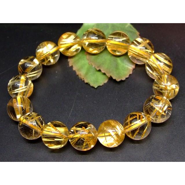 天然石 パワーストーン 65885 タイチンルチルクォーツ 針水晶 14mm 5A